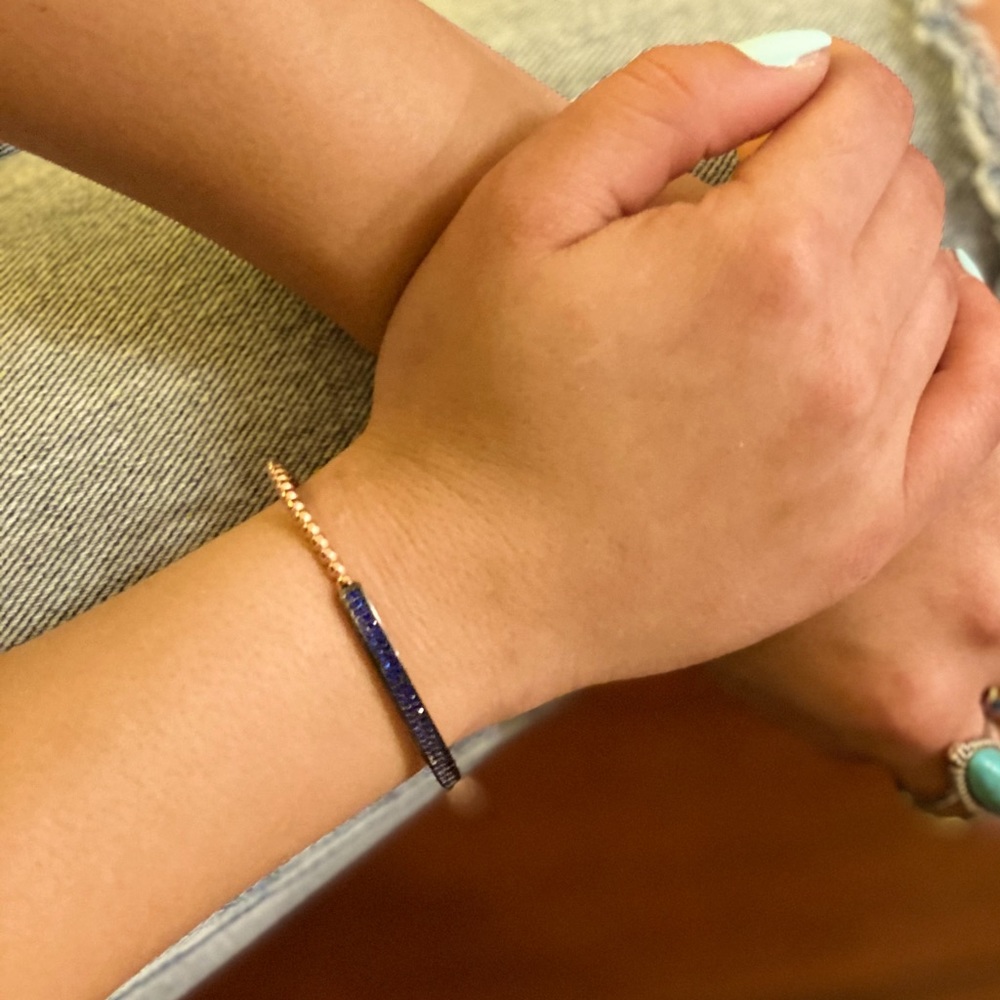 Sterling rose gold bracelet 925 navy blue stone - Picture 1 of 1